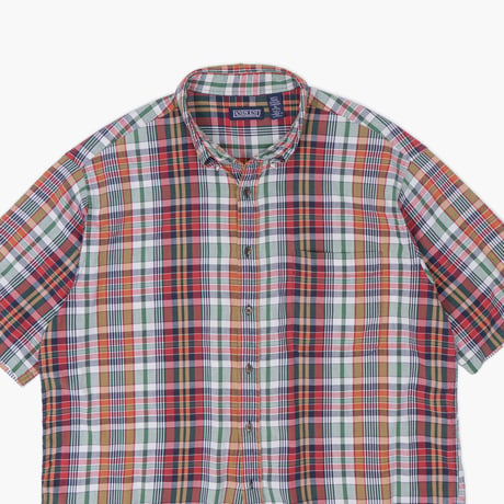【USED】1990s-2000s LANDS' END : Madras Plaid BD S/S Shirt : XL