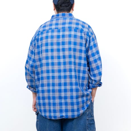 【USED】1990s-2000s Eddie Bauer : Linen Cotton Plaid Regular Shirt : XXL