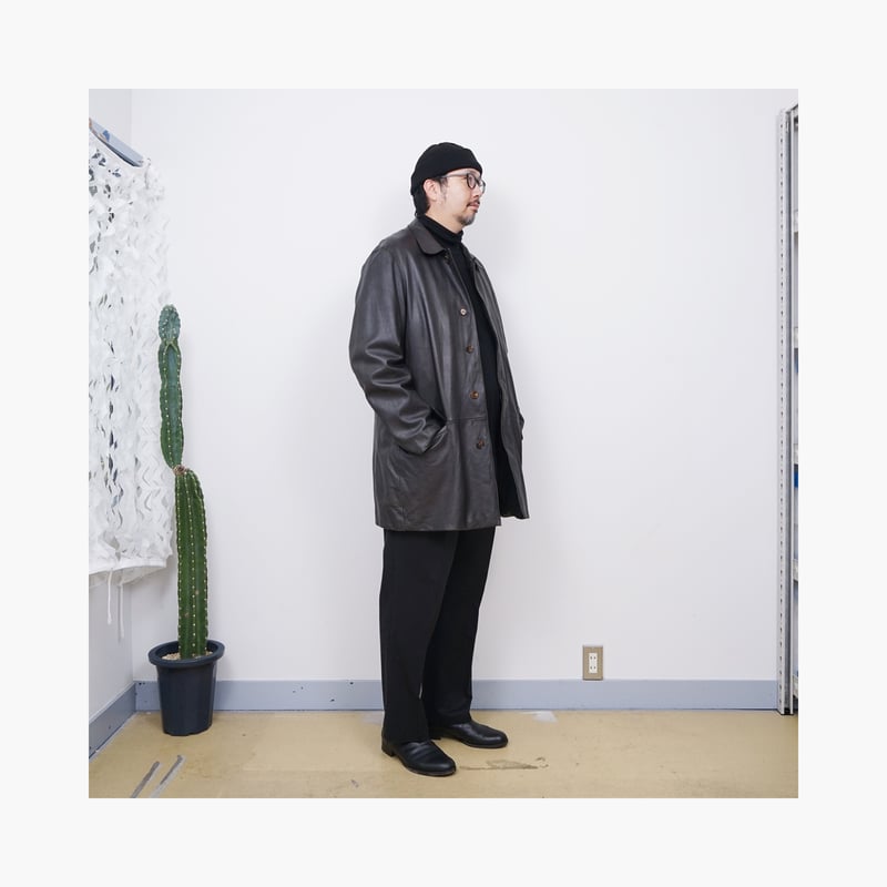 バラム2000 USED】2000s HUGO BOSS : Lamb Leather Balmacaan