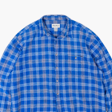 【USED】1990s-2000s Eddie Bauer : Linen Cotton Plaid Regular Shirt : XXL