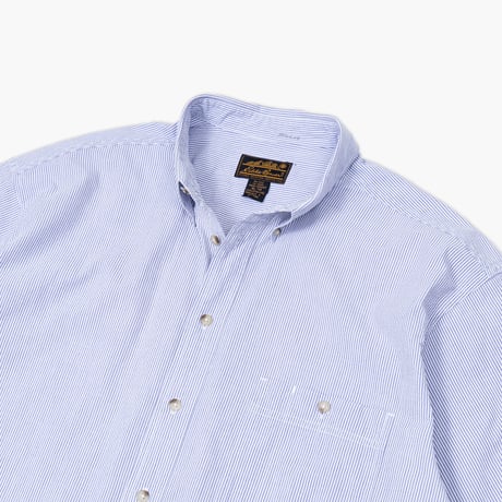 【USED】1990s Eddie Bauer : Cotton Seersucker Stripe BD S/S Shirt : XL