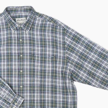 【USED】1990s-2000s Eddie Bauer : Linen Cotton Plaid BD Shirt : XL