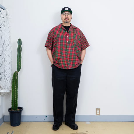 【USED】1990s-2000s Polo Ralph Lauren : "ADAMS" Broad Plaid Open Collar S/S Shirt : XXL