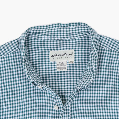 【USED】1990s-2000s Eddie Bauer : Linen Cotton Gingham Plaid BD Shirt : L