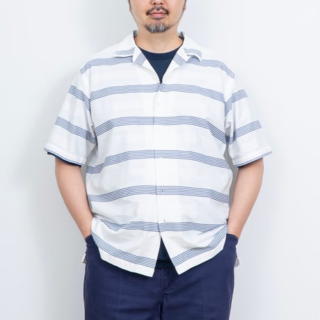 【USED】1990s-2000s Polo Ralph Lauren : "CALDWELL" Border Open Collar S/S Shirt : XL