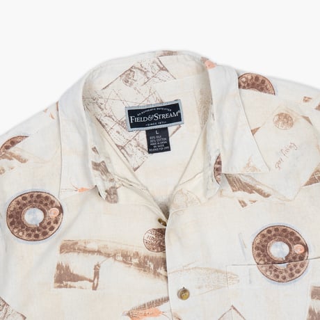 【USED】2000s FIELD&STREAM  : Silk Lure Pattern Regular S/S Shirt : L