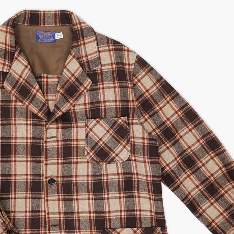 USED】1980s Pendleton : Wool Plaid Lapel Shirt