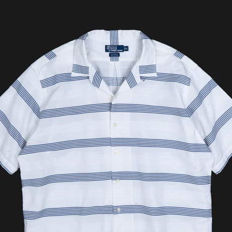 【USED】1990s-2000s Polo Ralph Lauren : "CALDWELL" Border Open Collar S/S Shirt : XL