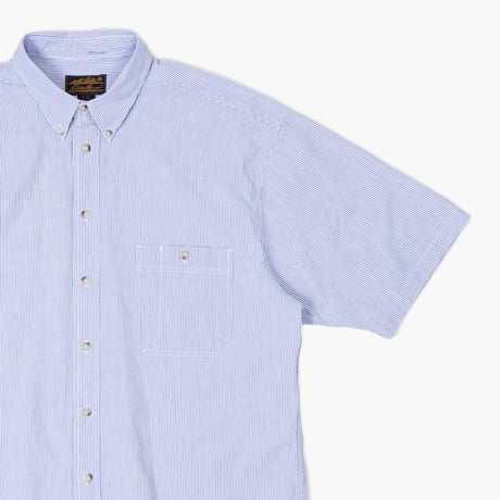 【USED】1990s Eddie Bauer : Cotton Seersucker Stripe BD S/S Shirt : XL
