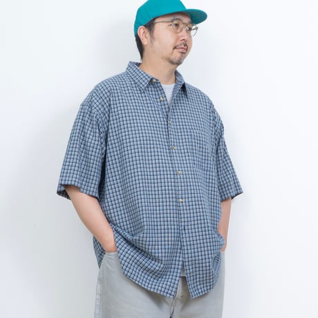 【USED】2000s Penmans : Dobby Plaid Regular S/S Shirt : XXL