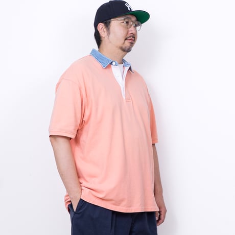 【USED】1990s-2000s Eddie Bauer : Cotton Pique Rugby S/S Shirt : XL