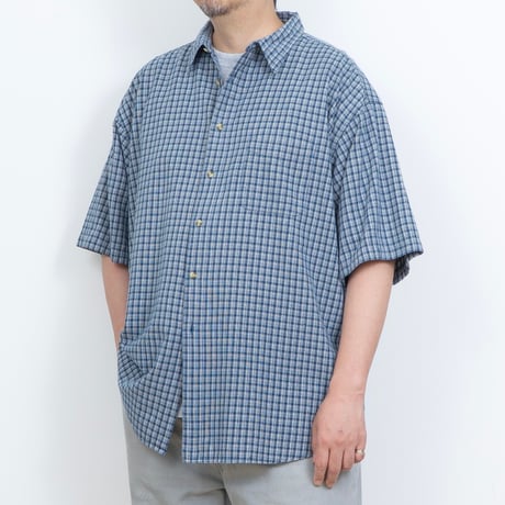 【USED】2000s Penmans : Dobby Plaid Regular S/S Shirt : XXL