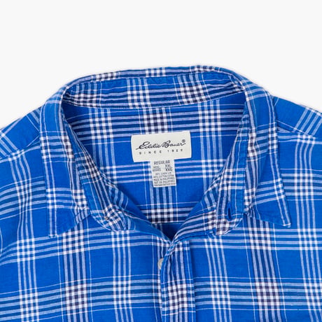 【USED】1990s-2000s Eddie Bauer : Linen Cotton Plaid Regular Shirt : XXL