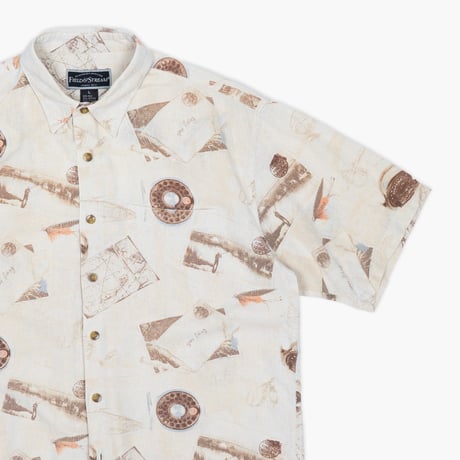 【USED】2000s FIELD&STREAM  : Silk Lure Pattern Regular S/S Shirt : L