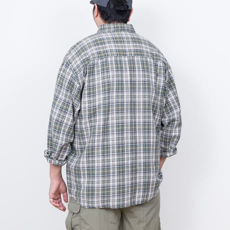 【USED】1990s-2000s Eddie Bauer : Linen Cotton Plaid BD Shirt : XL