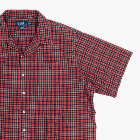 【USED】1990s-2000s Polo Ralph Lauren : "ADAMS" Broad Plaid Open Collar S/S Shirt : XXL