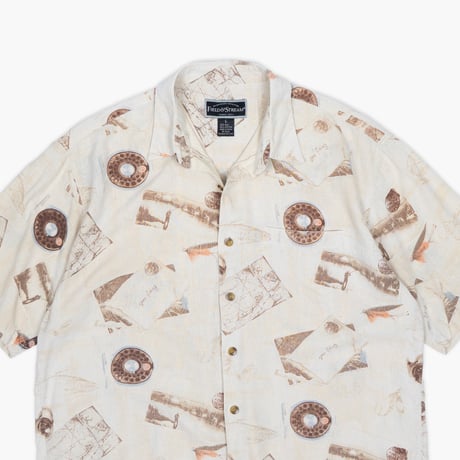 【USED】2000s FIELD&STREAM  : Silk Lure Pattern Regular S/S Shirt : L