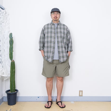 【USED】1990s-2000s Eddie Bauer : Linen Cotton Plaid BD Shirt : XL