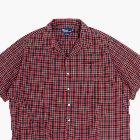【USED】1990s-2000s Polo Ralph Lauren : "ADAMS" Broad Plaid Open Collar S/S Shirt : XXL
