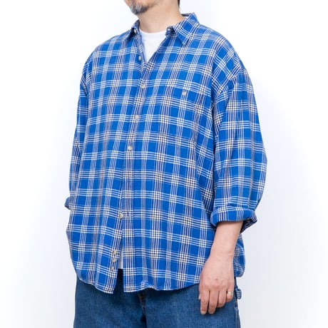 【USED】1990s-2000s Eddie Bauer : Linen Cotton Plaid Regular Shirt : XXL