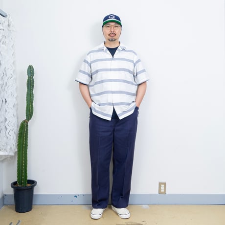 【USED】1990s-2000s Polo Ralph Lauren : "CALDWELL" Border Open Collar S/S Shirt : XL