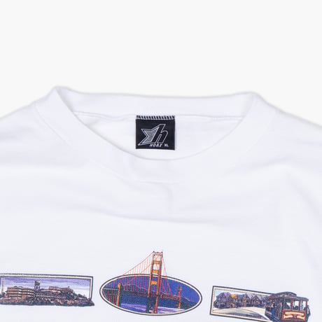 【USED】1990s HOAX : "SAN FRANCISCO" Pique Crew T-Shirt (Made in USA) : XL
