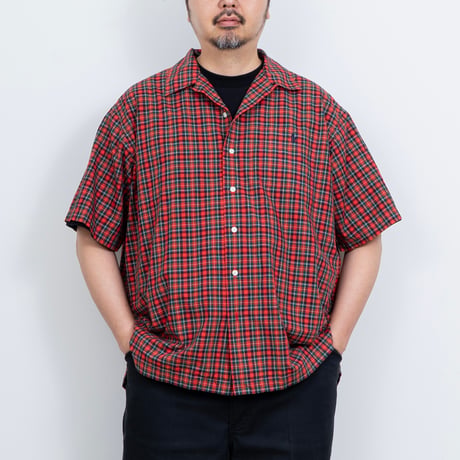 【USED】1990s-2000s Polo Ralph Lauren : "ADAMS" Broad Plaid Open Collar S/S Shirt : XXL