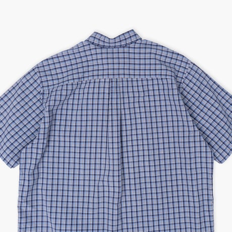 【USED】2000s Eddie Bauer : "RELAXED FIT" Dobby Plaid BD S/S Shirt : XL