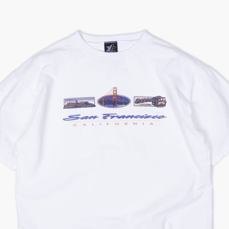 【USED】1990s HOAX : "SAN FRANCISCO" Pique Crew T-Shirt (Made in USA) : XL