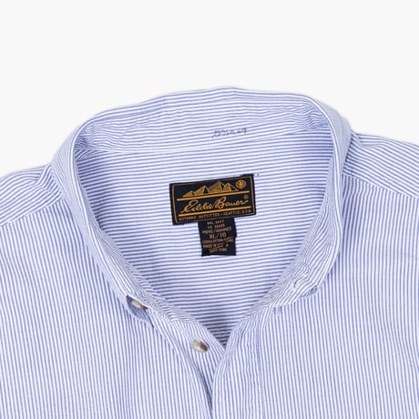 【USED】1990s Eddie Bauer : Cotton Seersucker Stripe BD S/S Shirt : XL