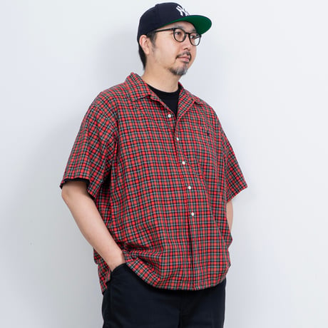 【USED】1990s-2000s Polo Ralph Lauren : "ADAMS" Broad Plaid Open Collar S/S Shirt : XXL