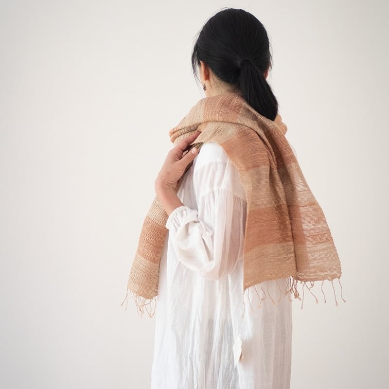 手紡ぎ手織り草木染めシルクショール[ピンク] | [SHOP]地球ぐらし