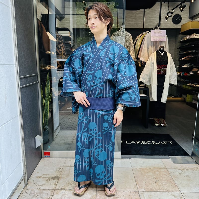髑髏の柄夏着物と袋帯セット 楽天市場】洗える着物 絽 夏帯 セット HL(アッシュ・エル) 小紋