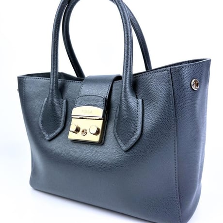 フルラ メトロポリス ハンドバッグ G6867 レザーバッグ ブルーグレー 革鞄