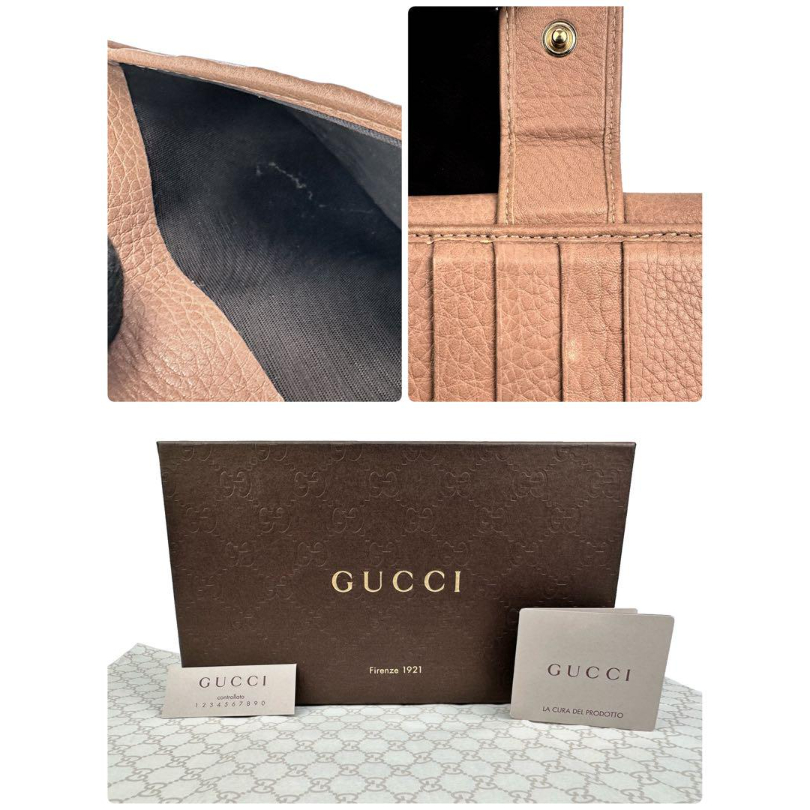グッチ GUCCI 二つ折り長財布 バンブータッセル 三つ編みリボン レザー