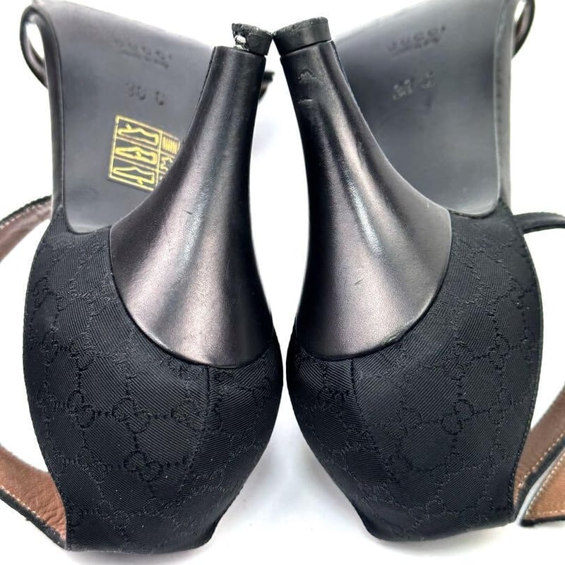 グッチ ストラップサンダル 23cm オープントゥ モノグラム GG柄  