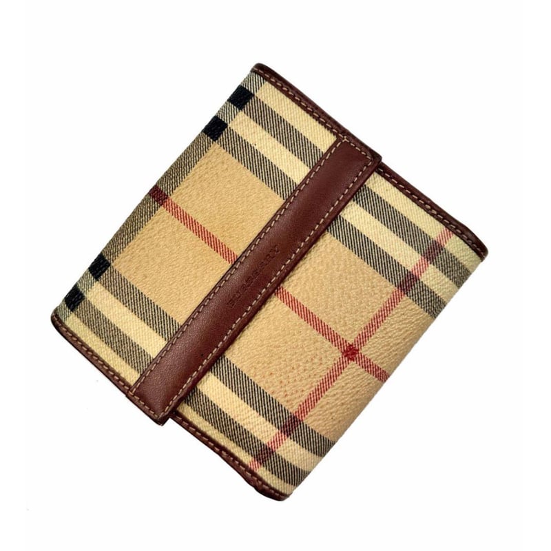 BURBERRY バーバリー ノバチェック 二つ折り財布 Wホック レザーウォレット ベージュ...