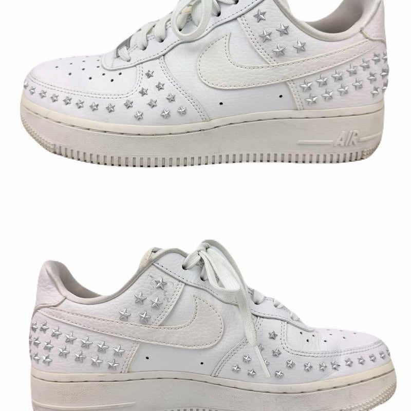 ナイキ エアフォース1 ホワイト24.5cm スタッズ ローカットスニーカー
