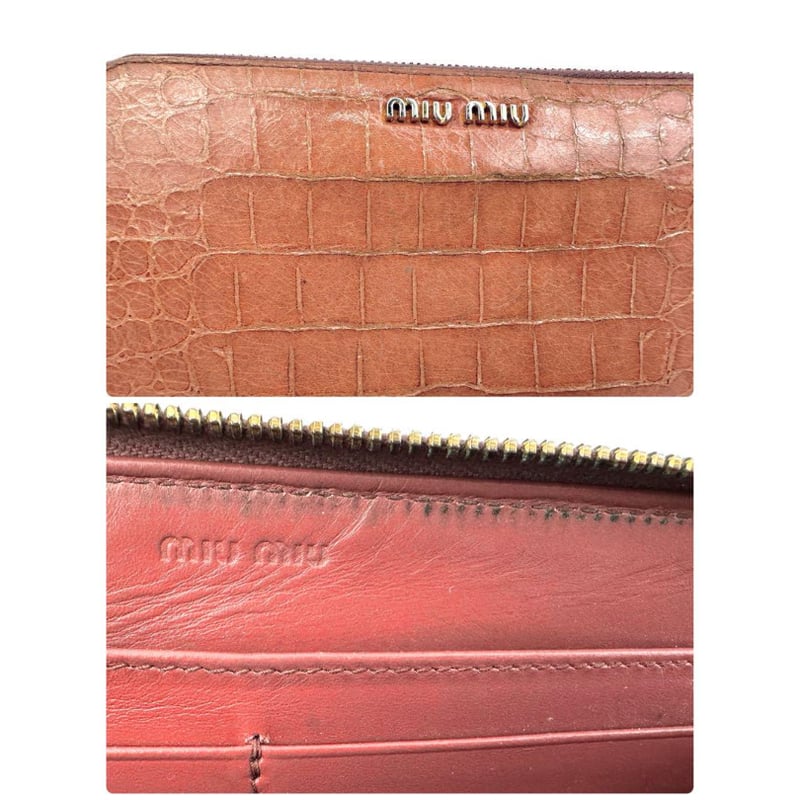 ミュウミュウ MIUMIU 長財布 型押しレザー クロコダイル調 218A ミュウミュウ MIUMIU 長財布 型押しレザー クロコダイル調 218A