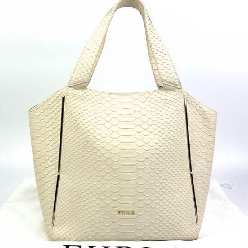 FURLA ホワイトレザー ハンドバッグ 専用袋付き フルラ FURLA レザー 2wayハンドバッグ