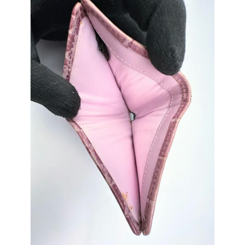 箱つき COACH コーチ 二つ折り財布 クロコ型押し ミニ財布 ピンク f18e64bbd84f3cda1b8fd2a9d1bb96