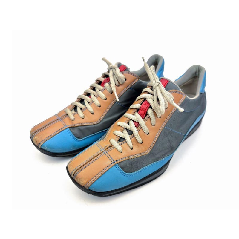 PRADA プラダ スニーカー 24cm ナイロン×レザー ローカット 水色