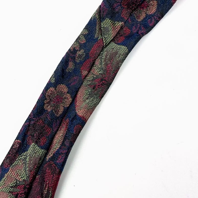 dunhill ダンヒル シルク100% 花柄 ネクタイダークネイビー アサガオ