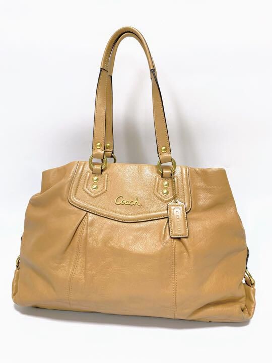 コーチ トートバッグ グラブタンレザー キャメル ノートPC A4 肩掛け