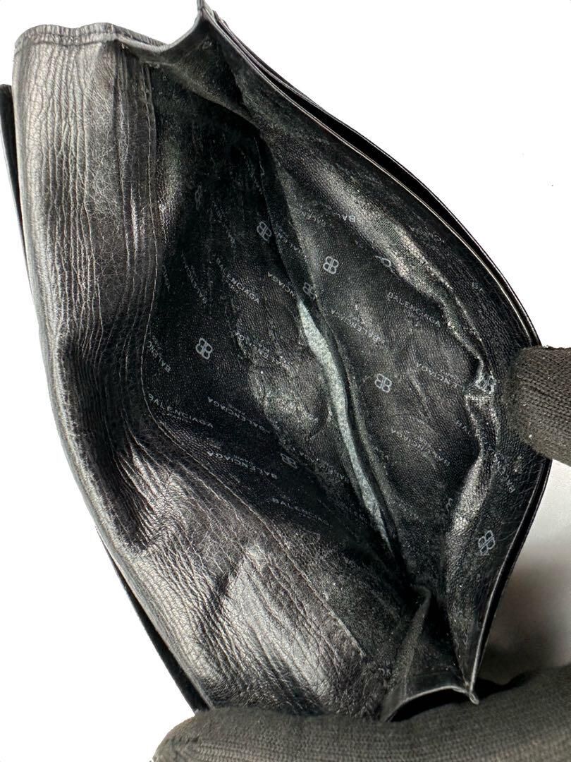 バレンシアガ レザー財布 お札入れ 黒 ブラック 長財布 ロング