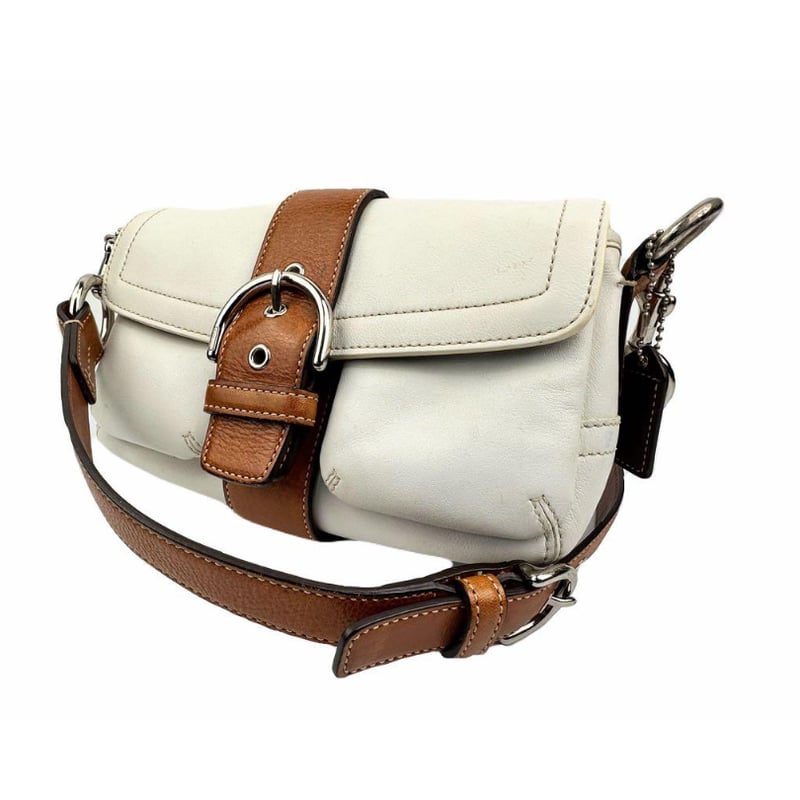 コーチ COACH ショルダーバッグ ホワイト ブラウン 白レザー コーチ COACH ショルダーバッグ ホワイト ブラウン 白レザー