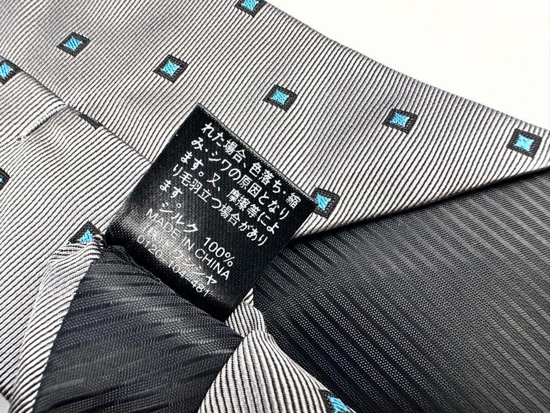 フルボ シルク100% ドット柄 シルバー ネクタイ ハンカチ プレゼント 