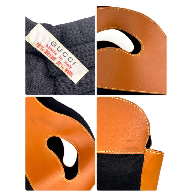 グッチ フェルト レザー トートバッグ ハンドバッグ レディース 黒