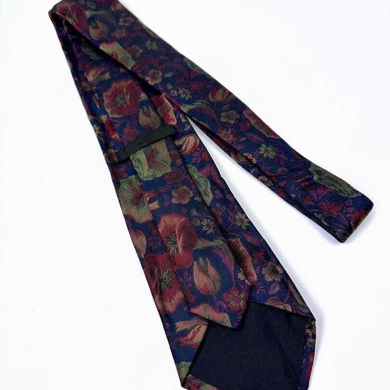 dunhill ダンヒル シルク100% 花柄 ネクタイダークネイビー アサガオ