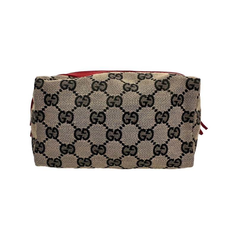 GUCCI グッチ GGキャンバス ブラウン×レッド 化粧ポーチ コスメ GUCCI グッチ GGキャンバス ブラウン×レッド 化粧ポーチ コスメ